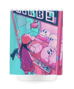 Relax And Enjoy A Kirby Anime Lo-Fi Shower With This Decorative Bath Tub Curtain