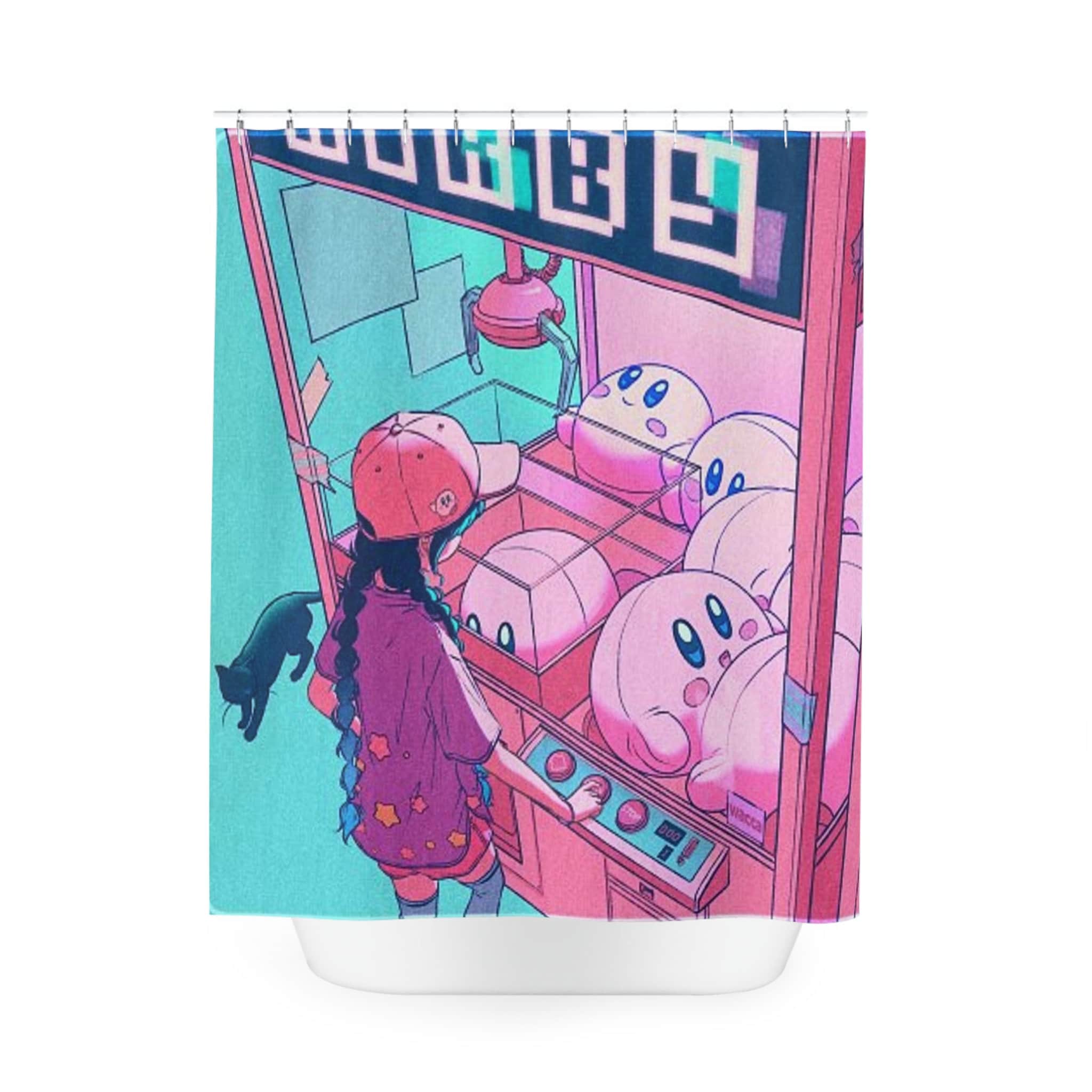Relax And Enjoy A Kirby Anime Lo-Fi Shower With This Decorative Bath Tub Curtain