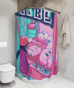 Relax And Enjoy A Kirby Anime Lo-Fi Shower With This Decorative Bath Tub Curtain