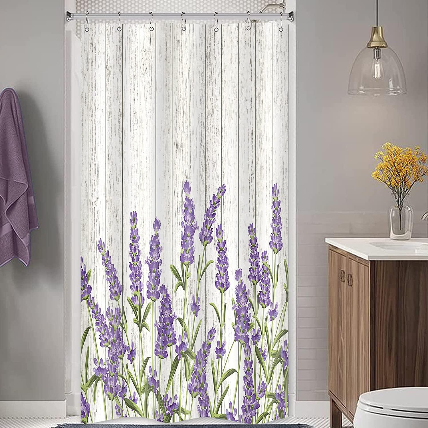 Relax in Lavender Shower Curtain for Rustic Wooden Bathroom Decor
