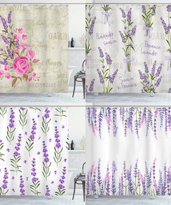 Relax in a Field of Lavender with this Waterproof Rose Lavender Flower Shower Curtain