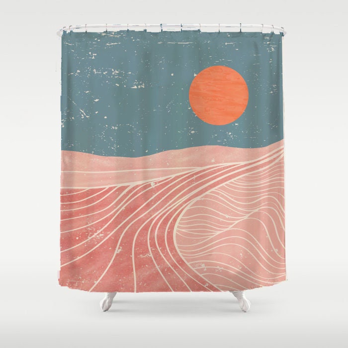 Relaxing Blue Sky Fabric Shower Curtain With Decorative Bathroom Curtain - Image 3