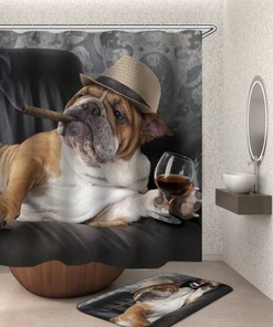 Relaxing Dog Bath Shower Curtain - Humorous Bathroom Decor