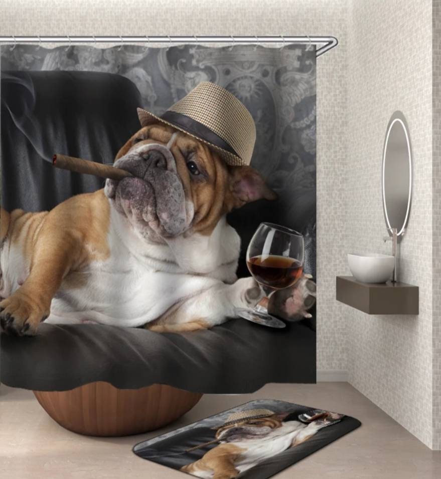 Relaxing Dog Bath Shower Curtain - Humorous Bathroom Decor