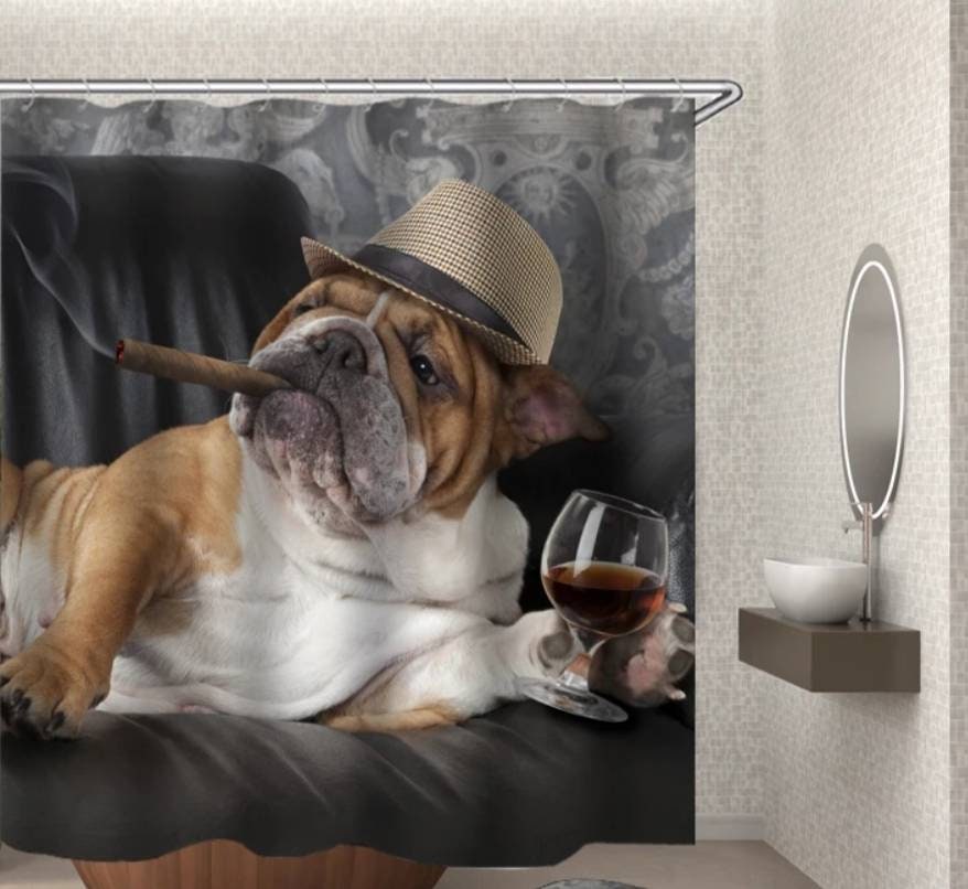 Relaxing Dog Bath Shower Curtain - Humorous Bathroom Decor - Image 2