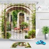 Relaxing Garden Courtyard Waterproof Shower Curtain - Serene Bathroom Decor