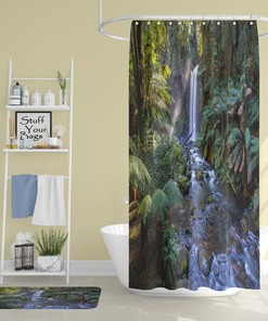 Relaxing Rainforest Falls Shower Curtain for a Natural and Scenic Bathroom Theme