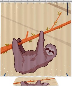 Relaxing Sloth Animal Shower Curtain For Serene Bathroom Decor