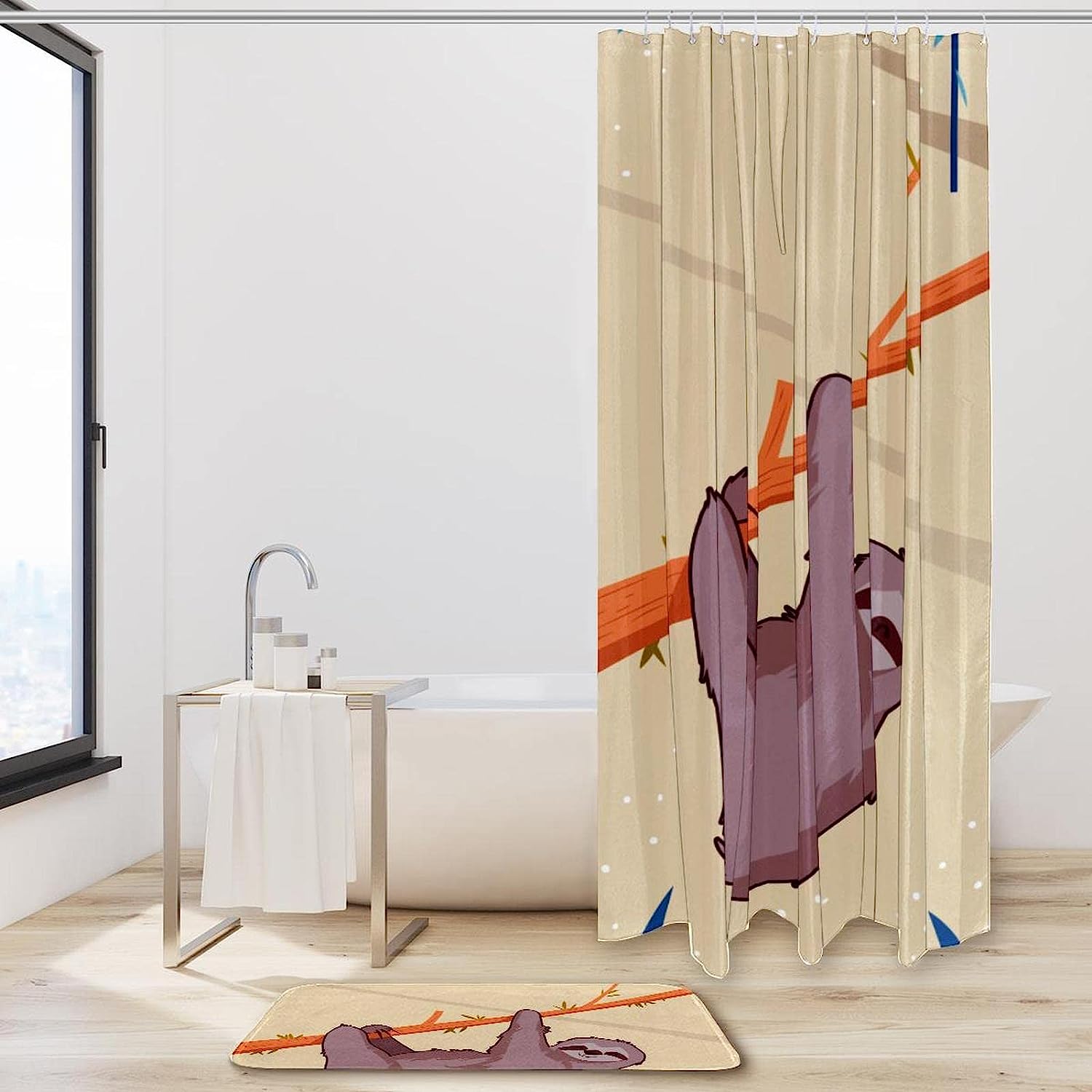 Relaxing Sloth Animal Shower Curtain For Serene Bathroom Decor - Image 2