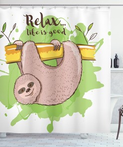 Relaxing Sloth on Branch Shower Curtain, Add a Zen Vibe to Your Bathroom
