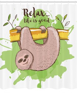 Relaxing Sloth on Branch Shower Curtain, Add a Zen Vibe to Your Bathroom