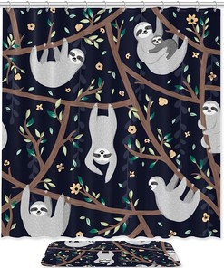 Relaxing Sloth on Tree Shower Curtain, Add a Hint of Nature to Your Bathroom