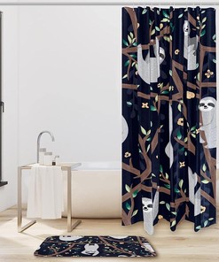 Relaxing Sloth on Tree Shower Curtain, Add a Hint of Nature to Your Bathroom