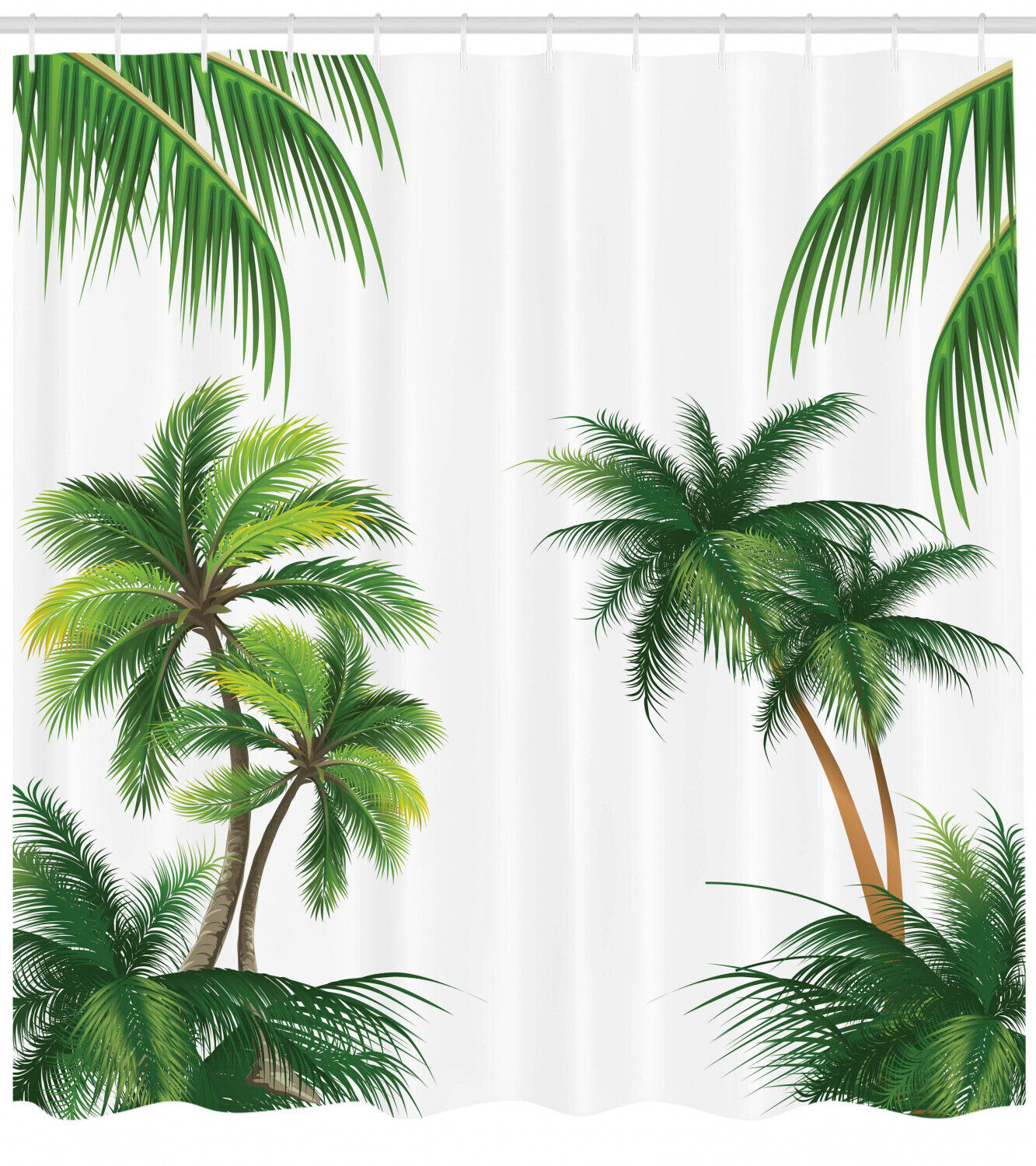 Relaxing Tropic Shower Curtain with Coconut Palm Tree Print