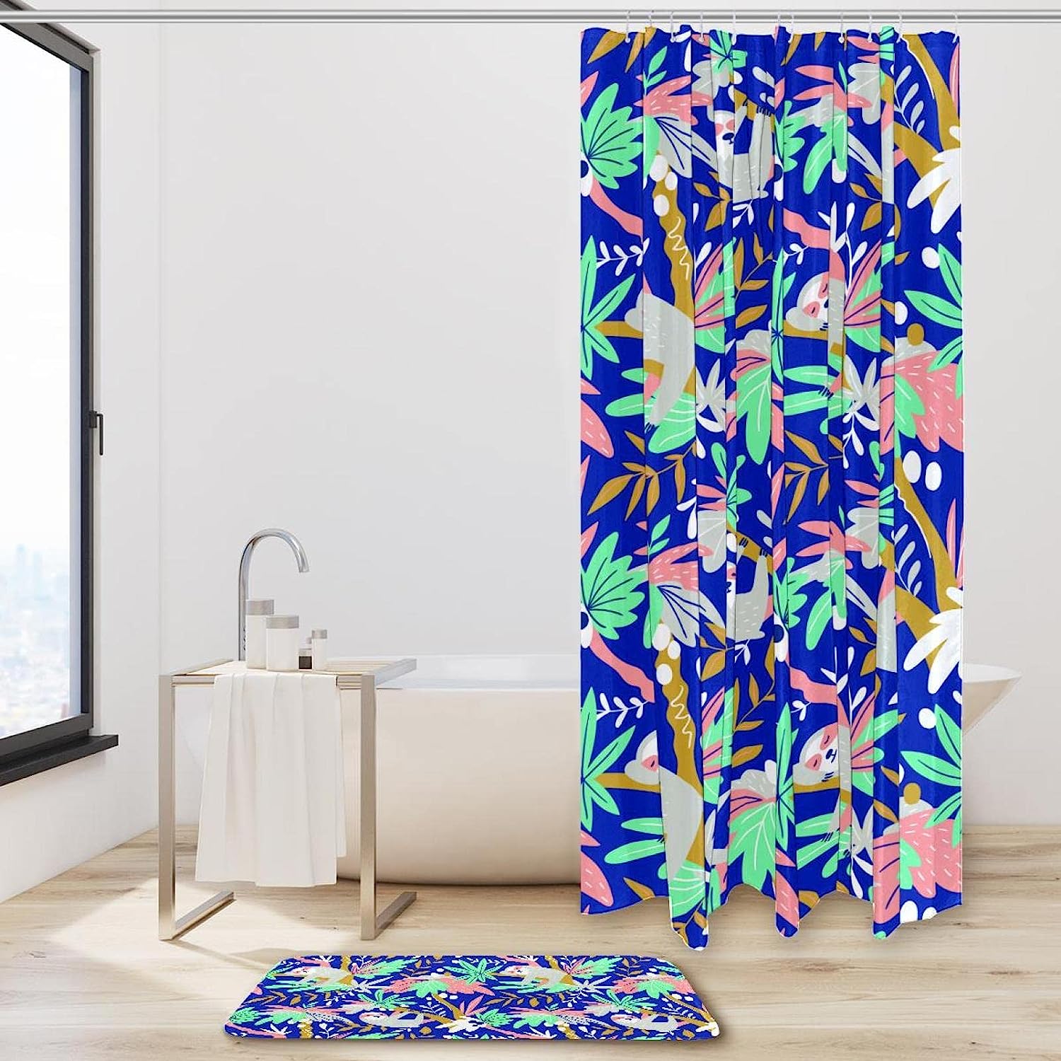 Relaxing and Cute Sloths Shower Curtain for a Refreshing Bathroom Decor