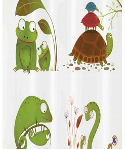 Reptile-themed Snake Stable Frog Ninja Shower Curtain for Bathroom Decor