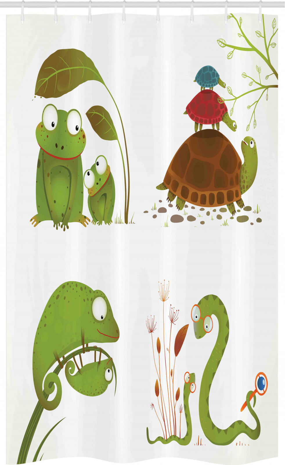 Reptile-themed Snake Stable Frog Ninja Shower Curtain for Bathroom Decor