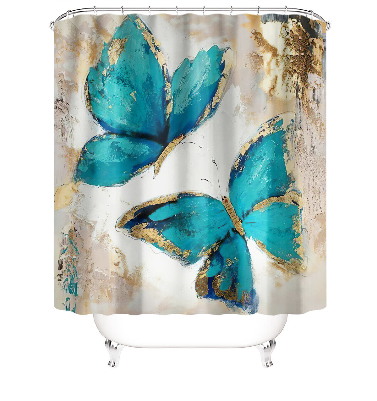 Restroom Delight: Butterfly Shower Curtain For Bathroom - Image 2