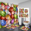 Restroom Shower Curtain With Easter Eggs & Abstract Colorful Lines - Modern Bathroom Decor