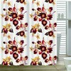 Restroom Shower Curtain with Curtain Full Size Peach in Damask White