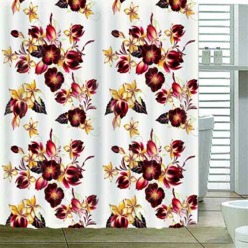 Restroom Shower Curtain with Curtain Full Size Peach in Damask White