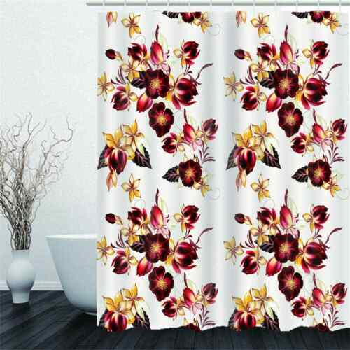 Restroom Shower Curtain with Curtain Full Size Peach in Damask White