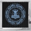 Restroom Shower Curtain with Odin Rune Thor's Hammer Mjolnir Pattern, Norse Vikings 3D Print Waterproof for Bathroom