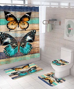Restroom Shower Curtains - Elegant Butterfly Design For Public Or Private Restrooms