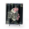 Retro And Scary Pink Roses Skull Shower Curtain With Gothic Bathroom Decor