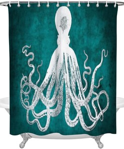 Retro Animal Octopus Texture Shower Curtain - Vintage Home Bathroom Decor