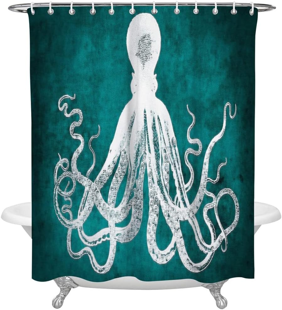 Retro Animal Octopus Texture Shower Curtain - Vintage Home Bathroom Decor