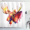 Retro Antlers Animal Art Moose Shower Curtain for Bathroom