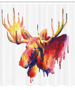 Retro Antlers Animal Art Moose Shower Curtain for Bathroom