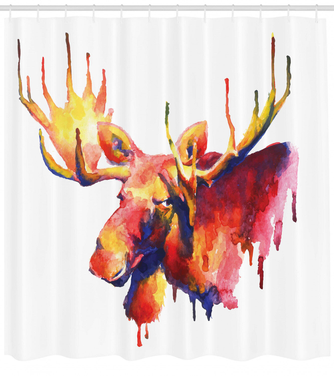 Retro Antlers Animal Art Moose Shower Curtain for Bathroom
