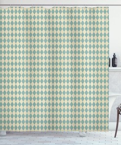 Retro Argyle (Diamond) Pattern Geometric Pattern Shower Curtain For Modern Bathroom Decor