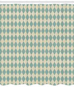 Retro Argyle (Diamond) Pattern Geometric Pattern Shower Curtain For Modern Bathroom Decor
