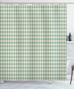Retro Argyle (Diamond) Pattern Geometric Pattern Shower Curtain For Modern Bathroom Decor