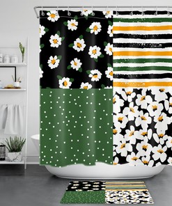 Retro Art Shower Curtain with Cute Flower Botanicals Perfect for any Nature Fanatic