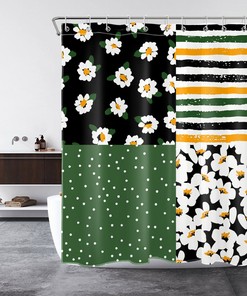 Retro Art Shower Curtain with Cute Flower Botanicals Perfect for any Nature Fanatic