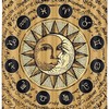 Retro Astrology Sun and Moon Shower Curtain for Bathroom Decor 