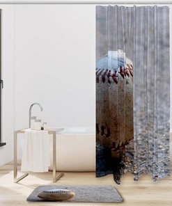 Retro Baseball Game Shower Curtain for Vintage Bathroom