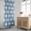 Retro Bath Minimalist Geometric Shower Curtain in Light Blue and Beige with Mid-Century Flair
