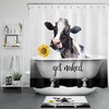 Retro Bathtub Get Naked With Cow Sunflower Farmhouse Shower Curtain For Bathroom 