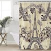 Retro Bicycle Love Heart Balloon Valentines Eiffel Tower Shower Curtain 
