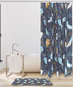 Retro Bird Patterns Shower Curtain - Vintage Bathroom Decor