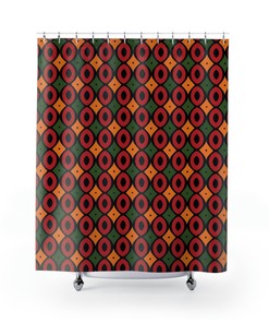 Retro Black History Month Shower Curtain - Ethnic Geometric Artistic Bathroom Decor