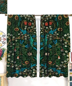 Retro Blackout Curtains With William Morris Floral Art, Botanical Pattern For Living Room Bedroom