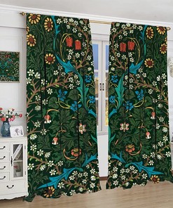 Retro Blackout Curtains With William Morris Floral Art, Botanical Pattern For Living Room Bedroom
