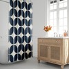 Retro Blue and Beige Geometric Minimalist Shower Curtain, Mid-Century Bath Accessory with Modern Charm