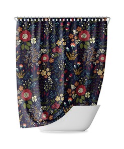 Retro Bohemian Garden Shower Curtain - Colorful Shower Curtain With Leaves And Flowers For Your Bathroom